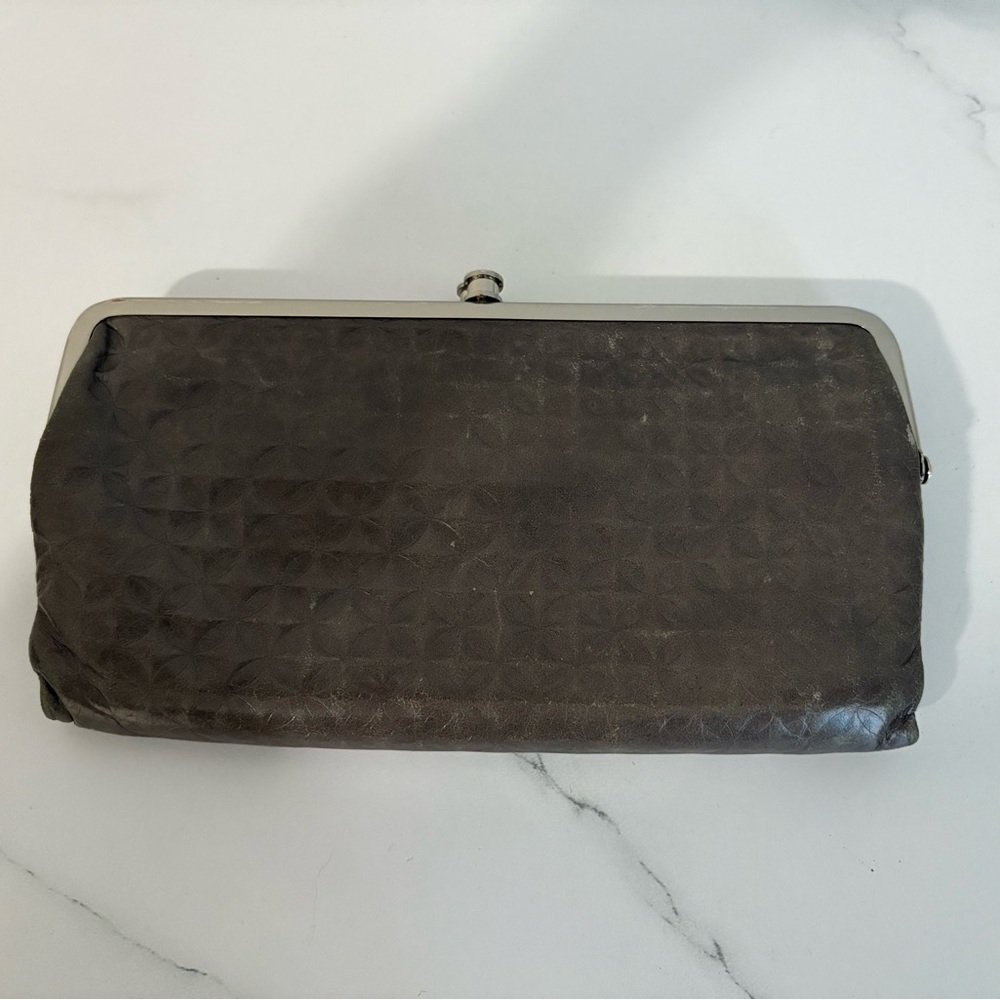 Elegant Charcoal Gray Textured Leather Wallet Clutch